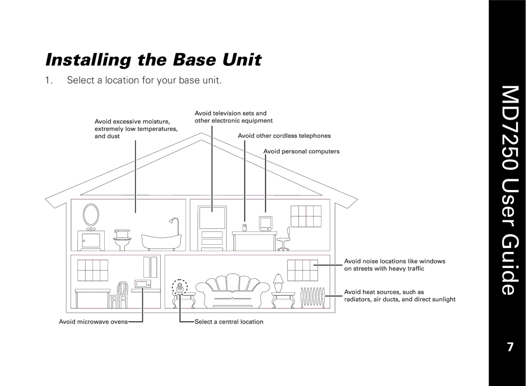 Motorola MD7250 manual Installing the Base Unit 