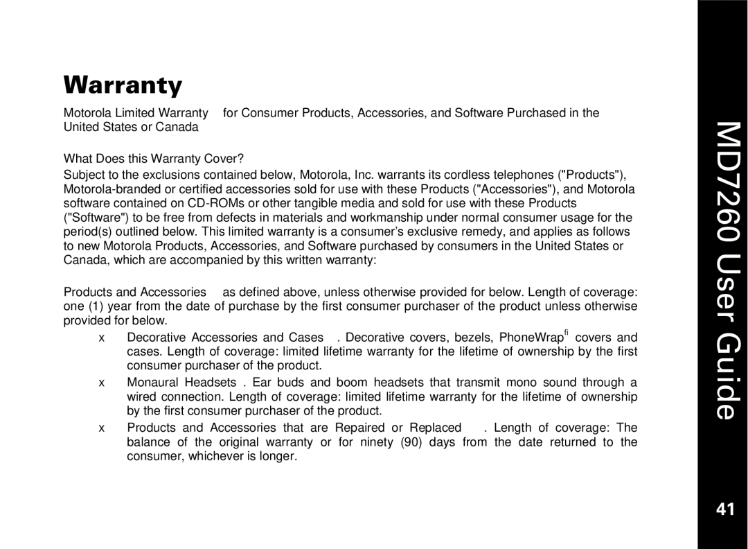 Motorola MD7260 manual What Does this Warranty Cover? 