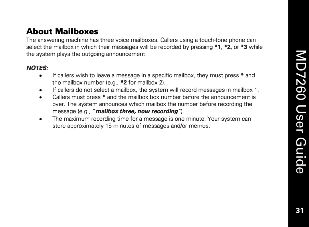 Motorola manual About Mailboxes, MD7260 User Guide 