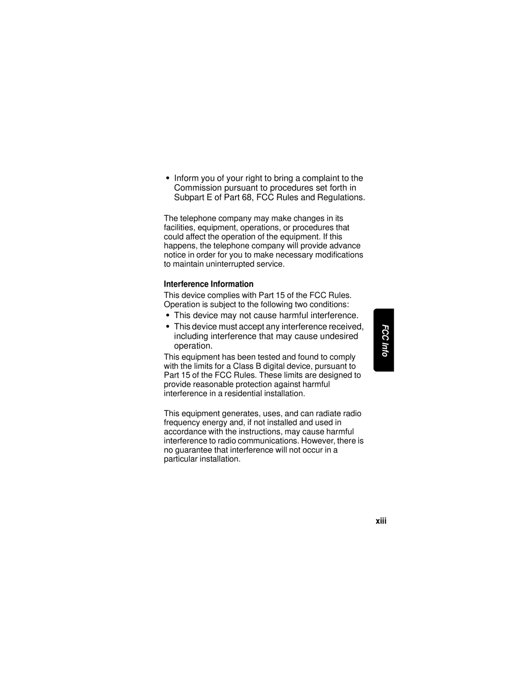 Motorola MD751 manual Interference Information, Xiii 