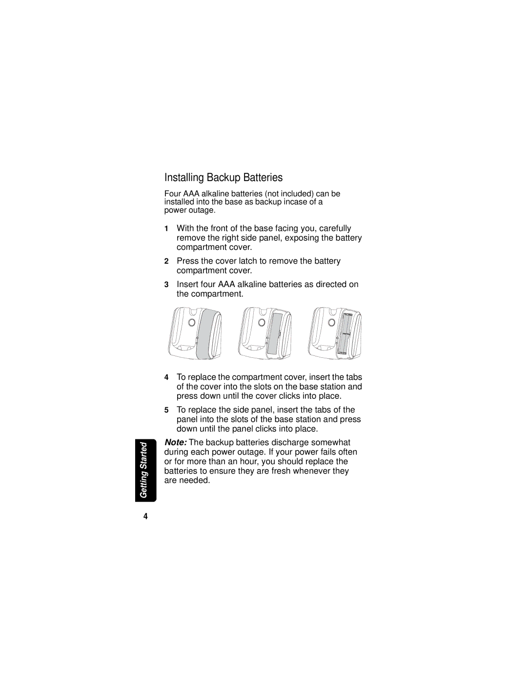 Motorola MD751 manual Installing Backup Batteries 