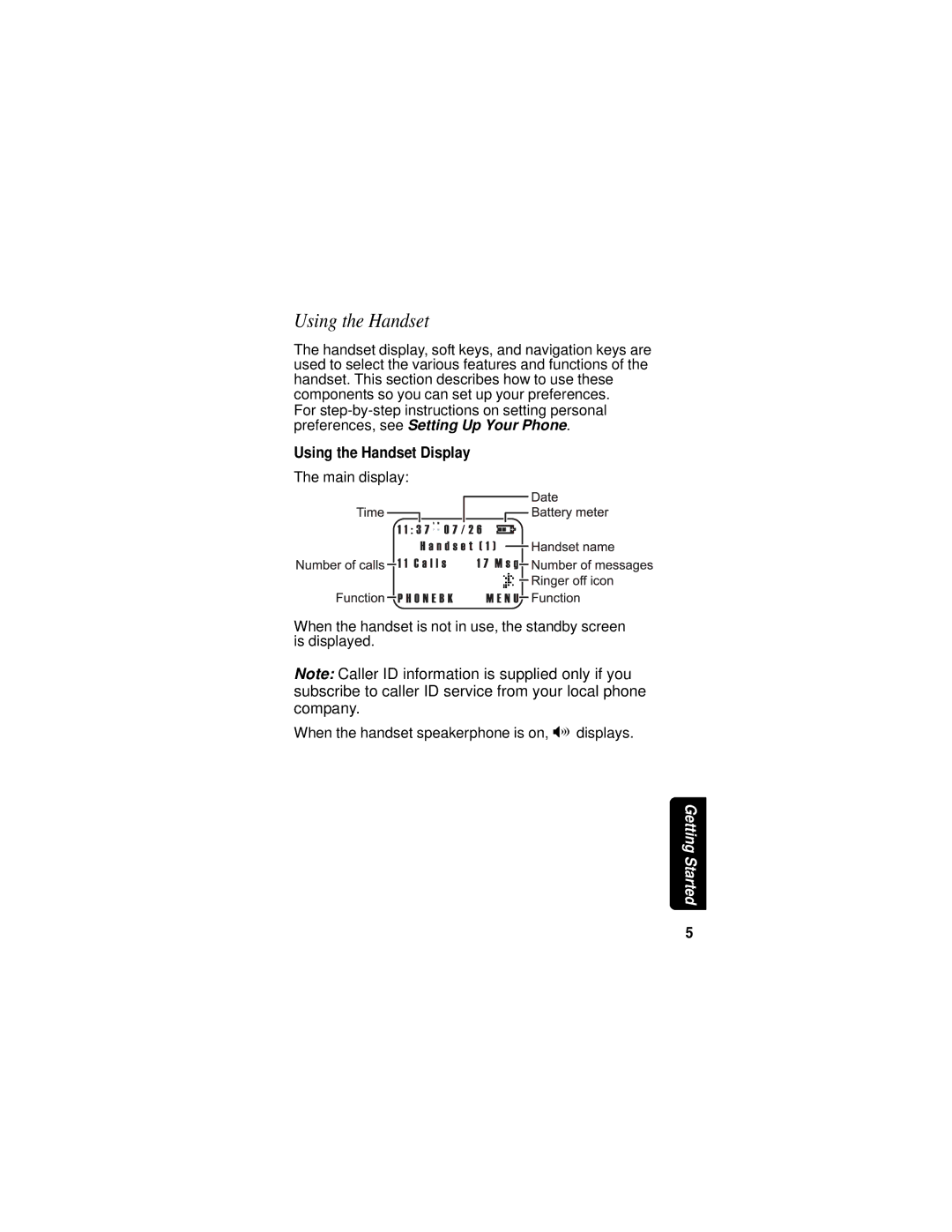 Motorola MD751 manual Using the Handset Display 