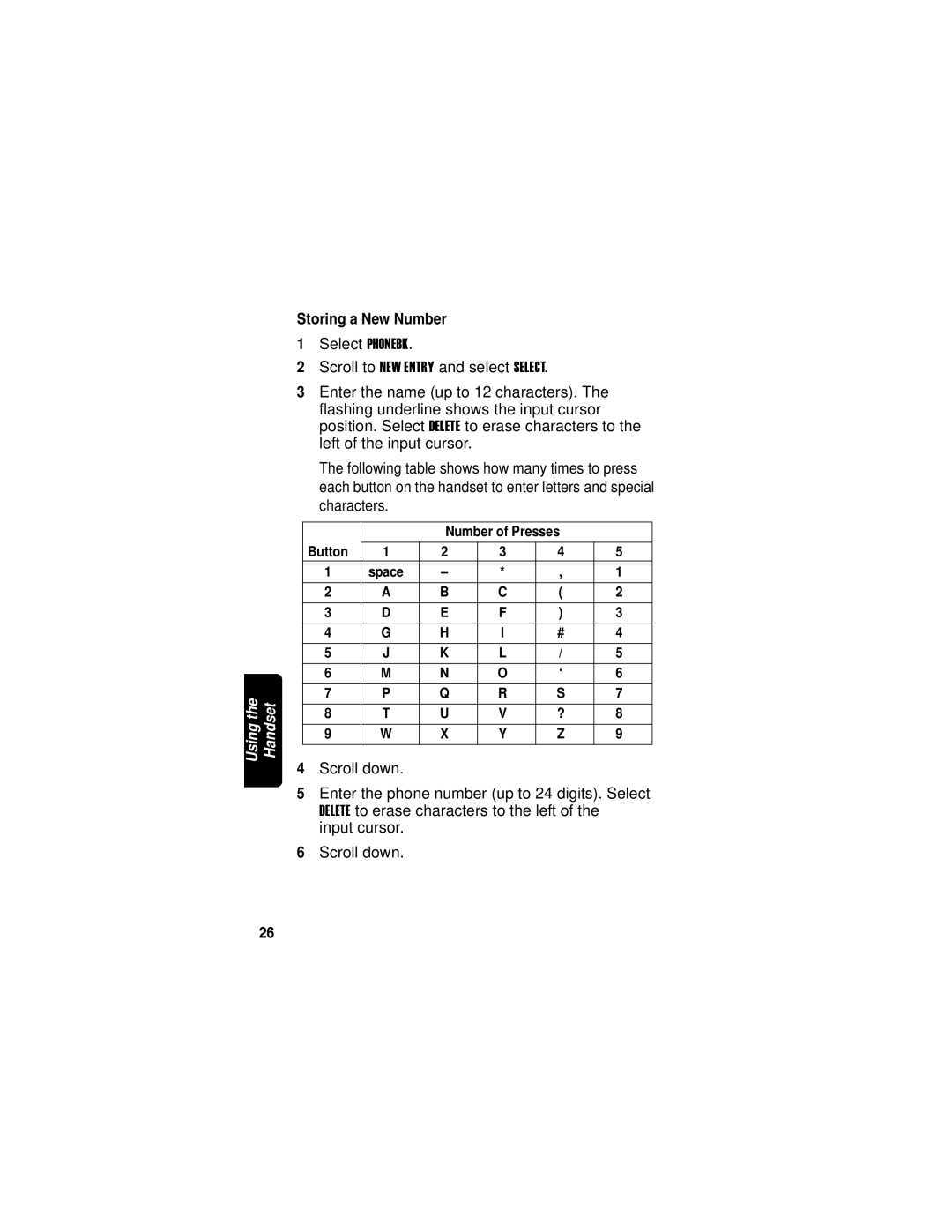 Motorola MD751 manual Storing a New Number 