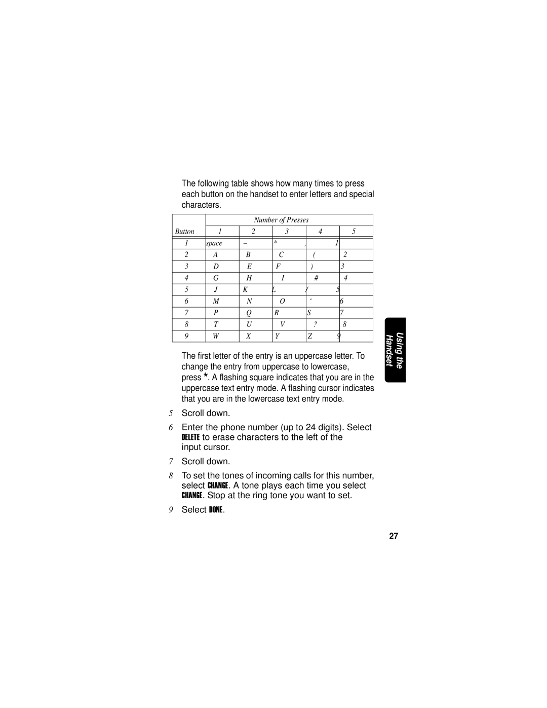 Motorola MD760 manual Number of Presses Button 