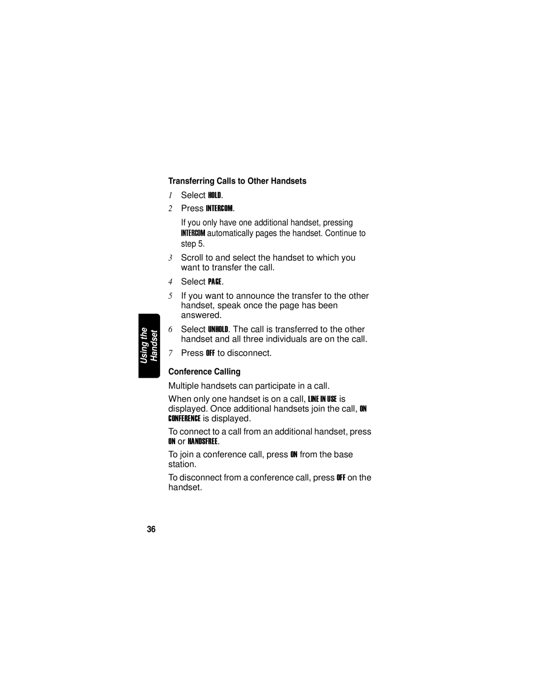 Motorola MD760 manual Transferring Calls to Other Handsets, Conference Calling 