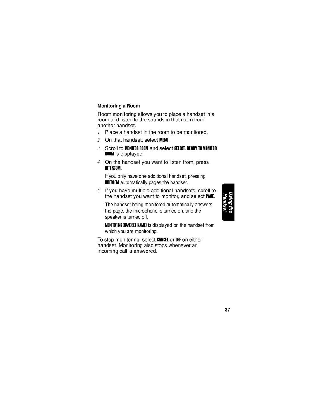 Motorola MD760 manual Monitoring a Room, Intercom 