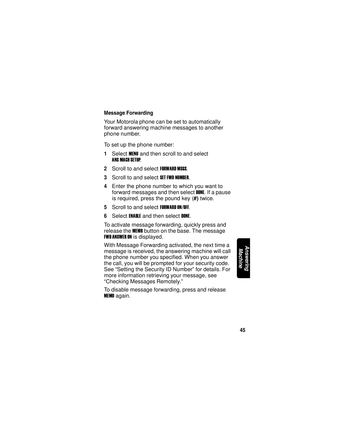 Motorola MD760 manual Message Forwarding 