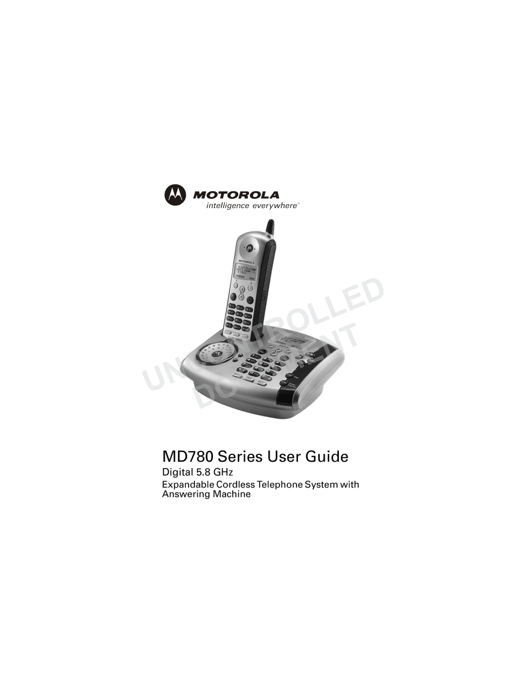 Motorola MD780 Series manual Uncontrolleddocument 