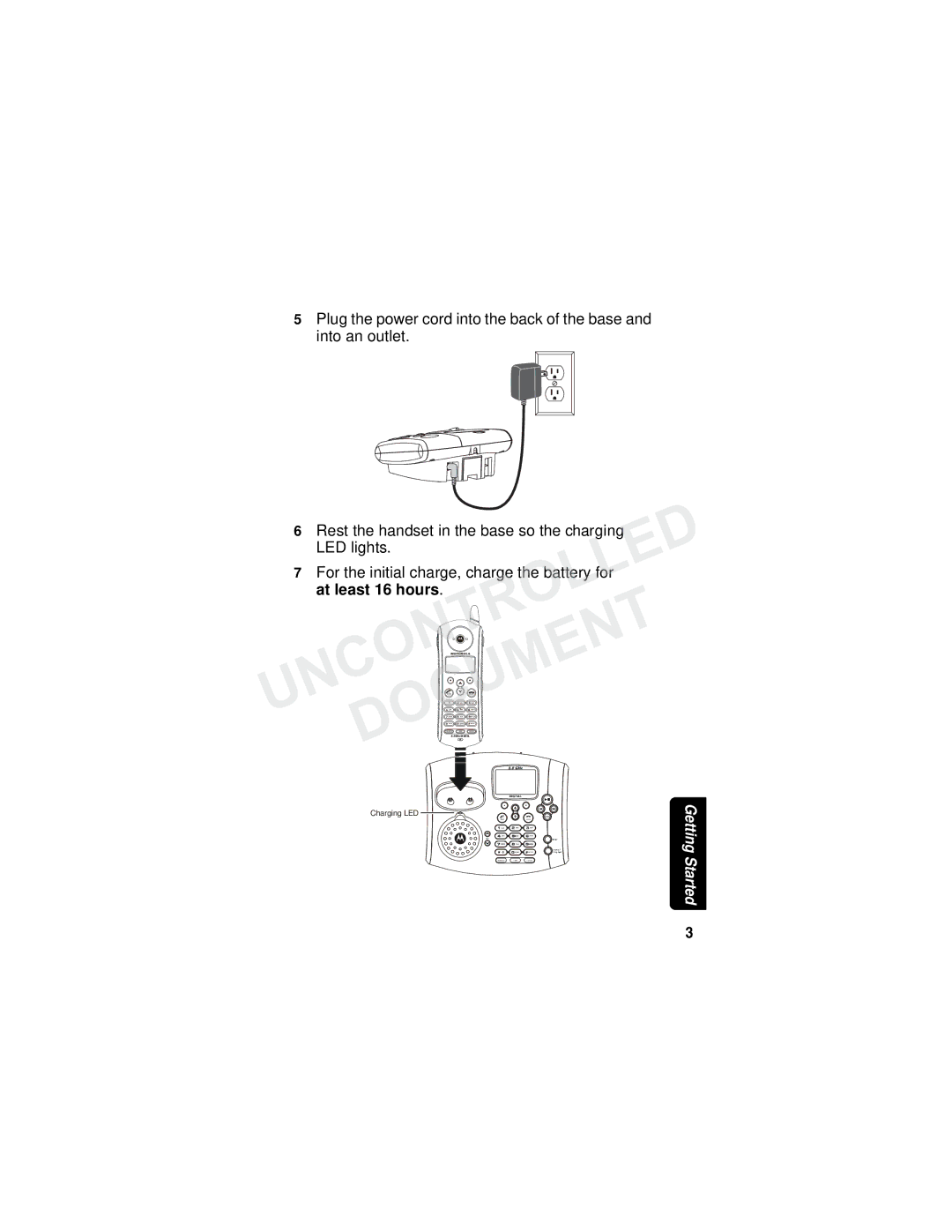 Motorola MD780 Series manual Rest the handset in the base so the charging 