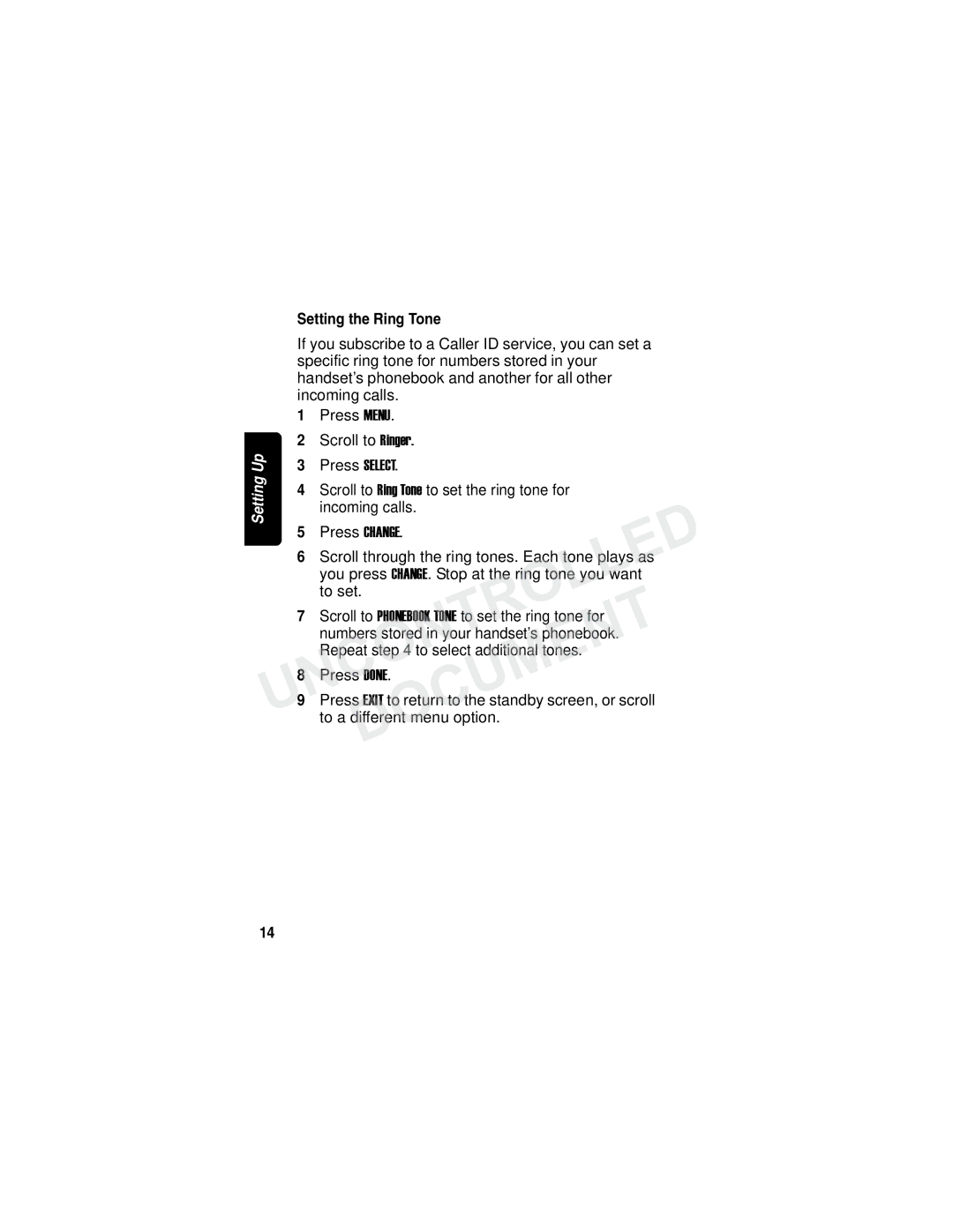 Motorola MD780 Series manual Setting the Ring Tone 