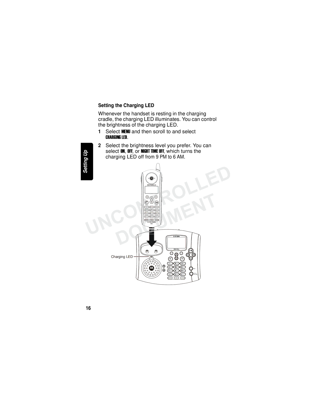 Motorola MD780 Series manual Setting the Charging LED 