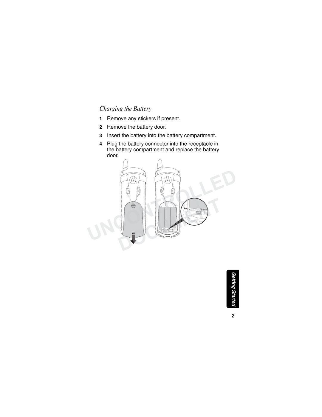 Motorola MD790 Series manual Charging the Battery 