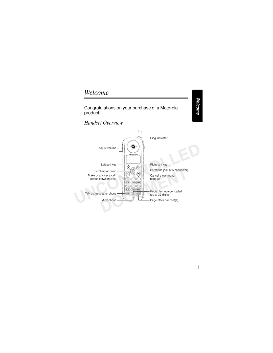 Motorola MD790 Series manual Welcome, Handset Overview, Congratulations on your purchase of a Motorola product 