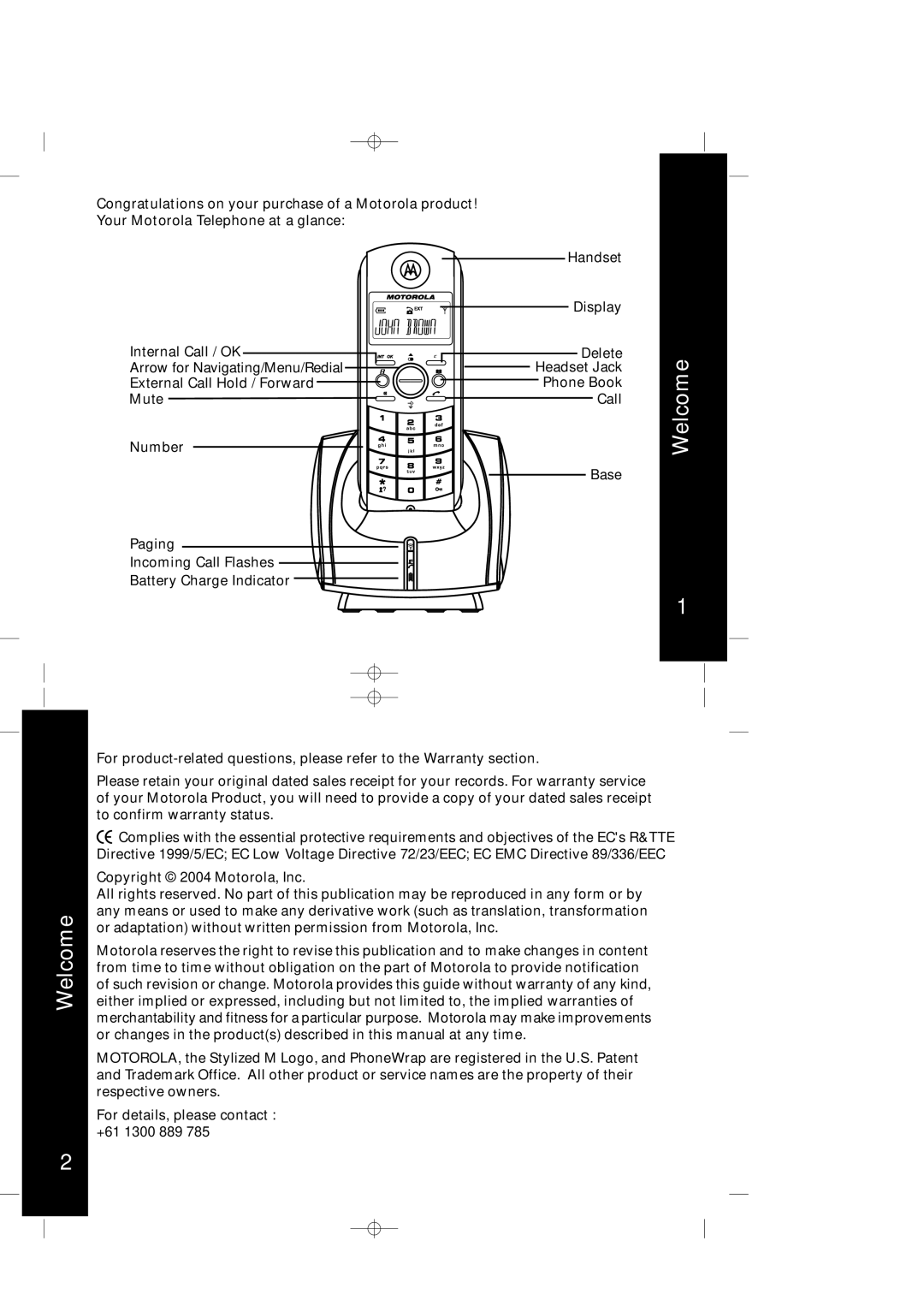 Motorola ME4050 manual Welcome, Copyright 2004 Motorola, Inc 