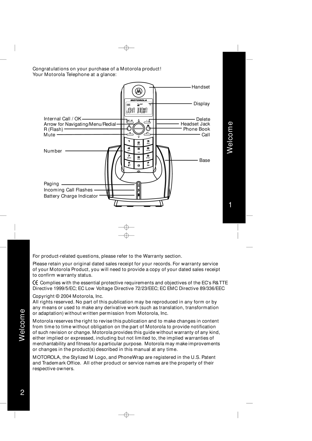 Motorola ME4050 manual Welcome, Copyright 2004 Motorola, Inc 