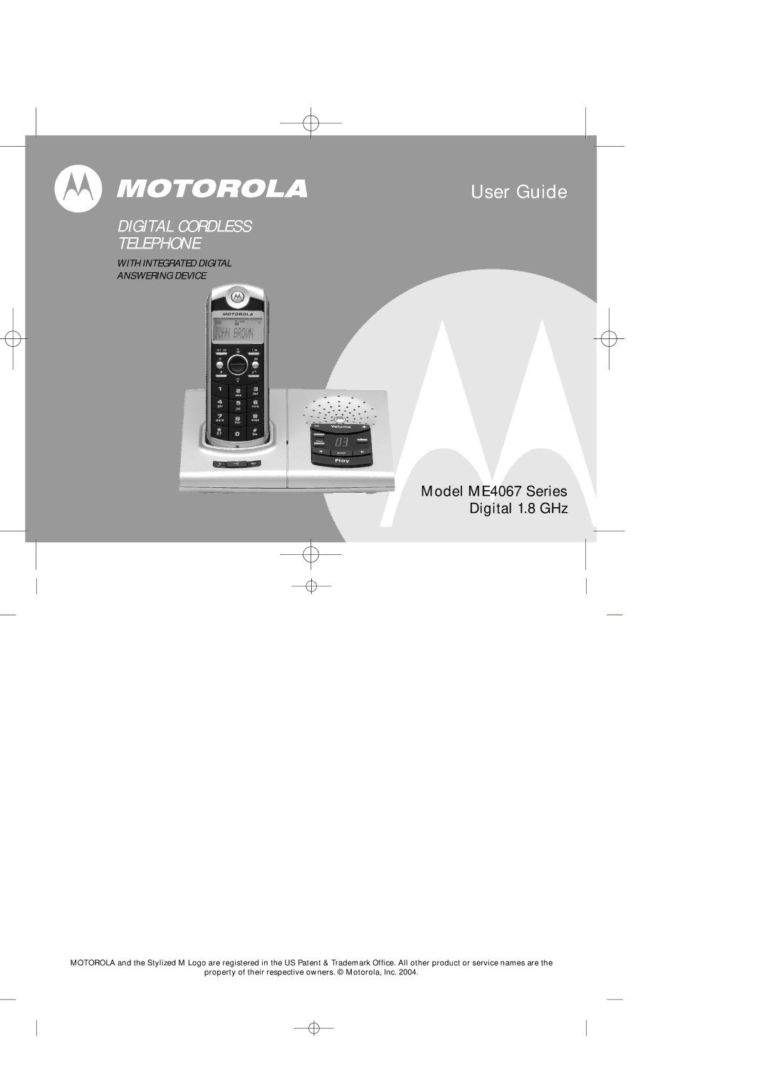 Motorola ME4067 Series manual User Guide, Digital Cordless Telephone 