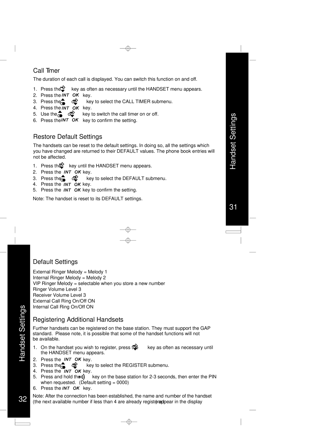 Motorola ME4067 Series manual Handset Settings 