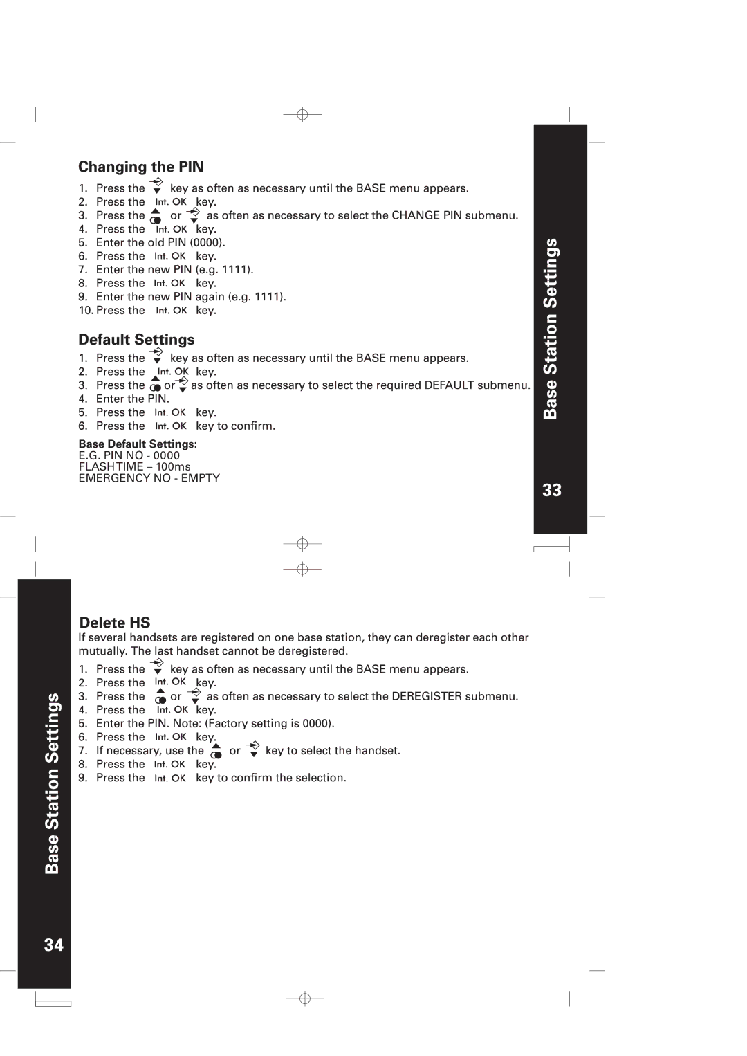 Motorola ME5061/ME5061R manual Base Default Settings 