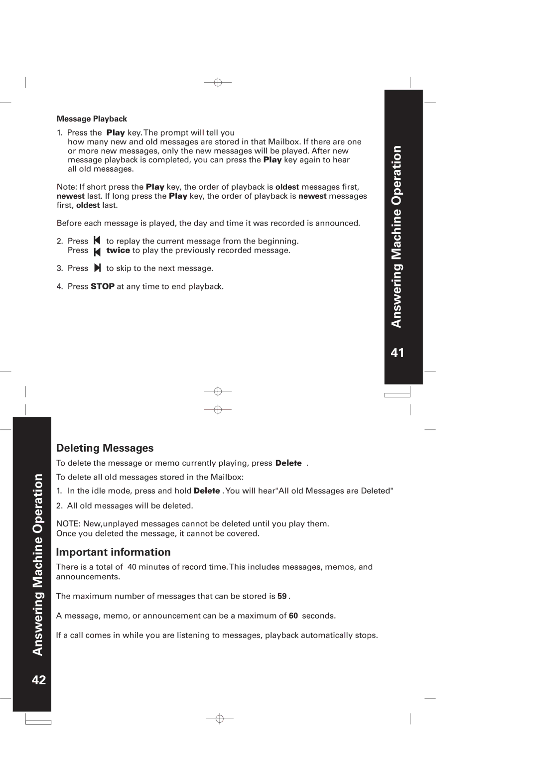 Motorola ME5061/ME5061R manual Deleting Messages, Important information 