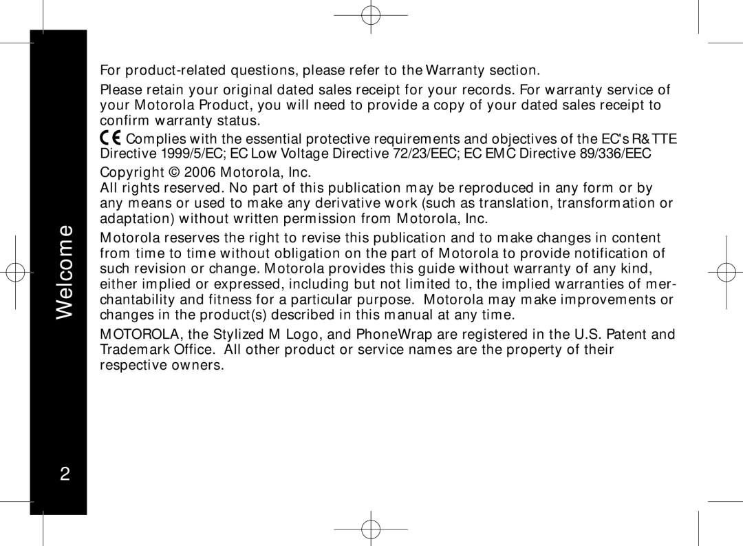 Motorola ME7158 manual Welcome 