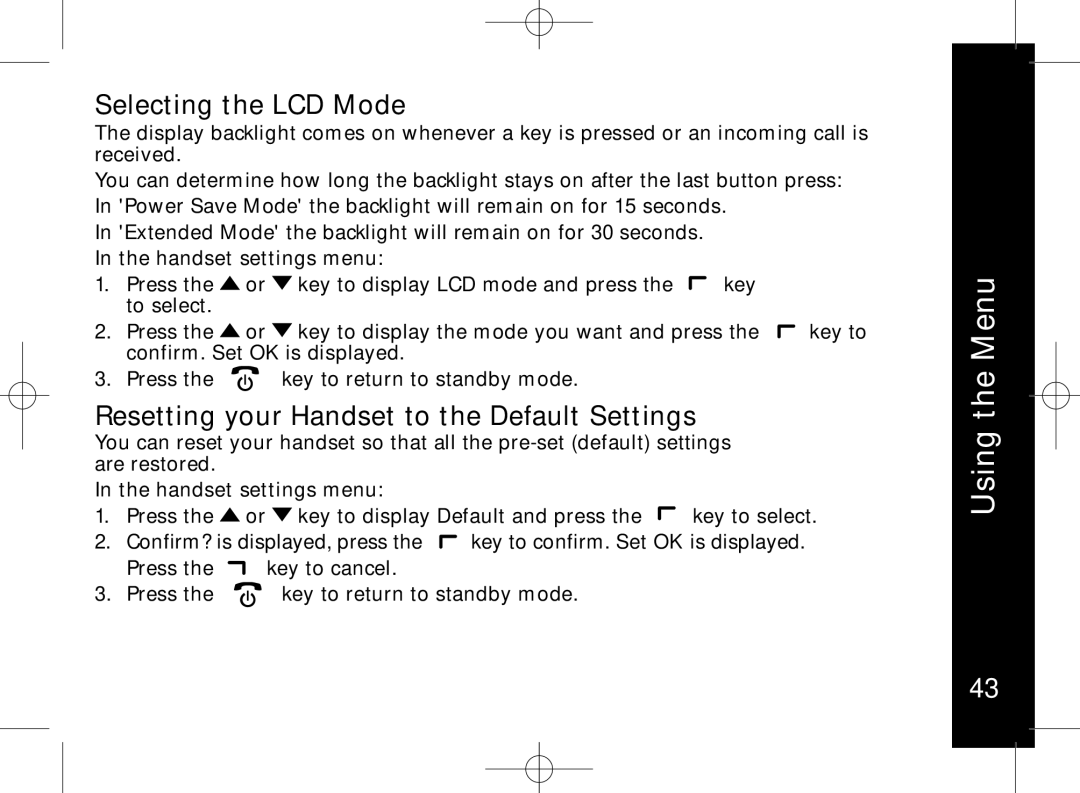 Motorola ME7158 manual Selecting the LCD Mode, Resetting your Handset to the Default Settings 