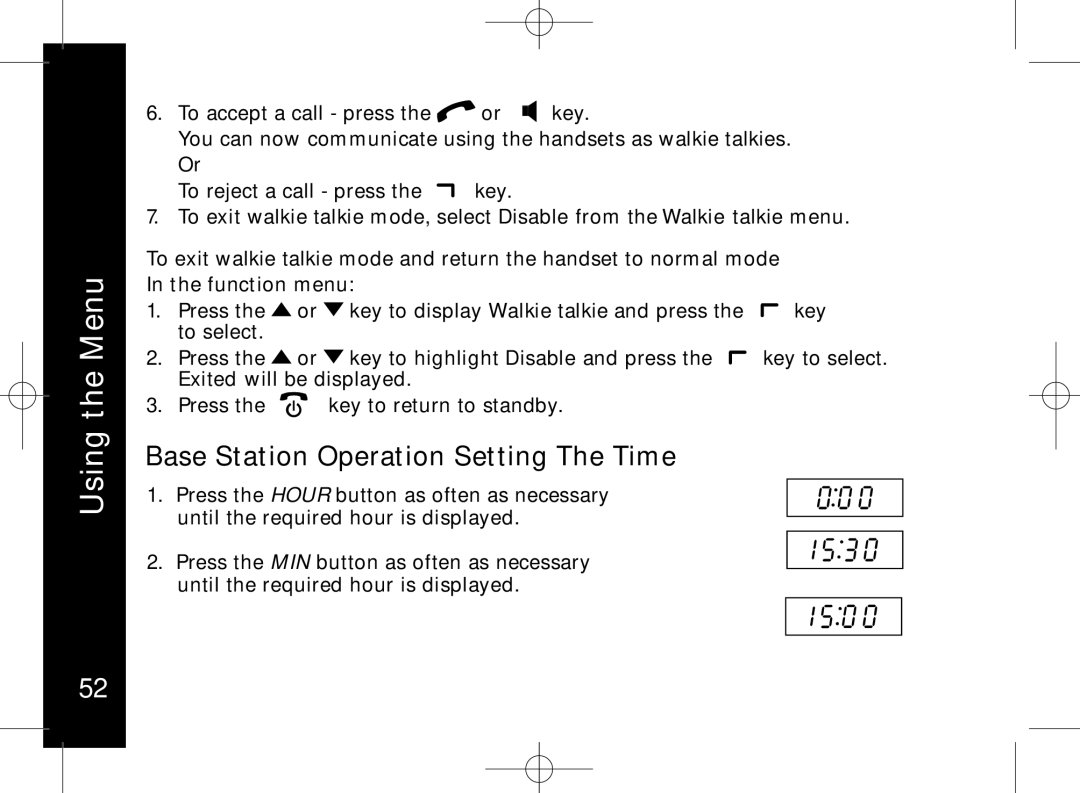 Motorola ME7158 manual Base Station Operation Setting The Time 