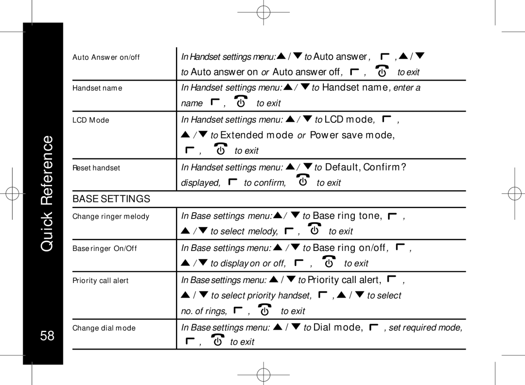 Motorola ME7158 manual Base Settings, To select 