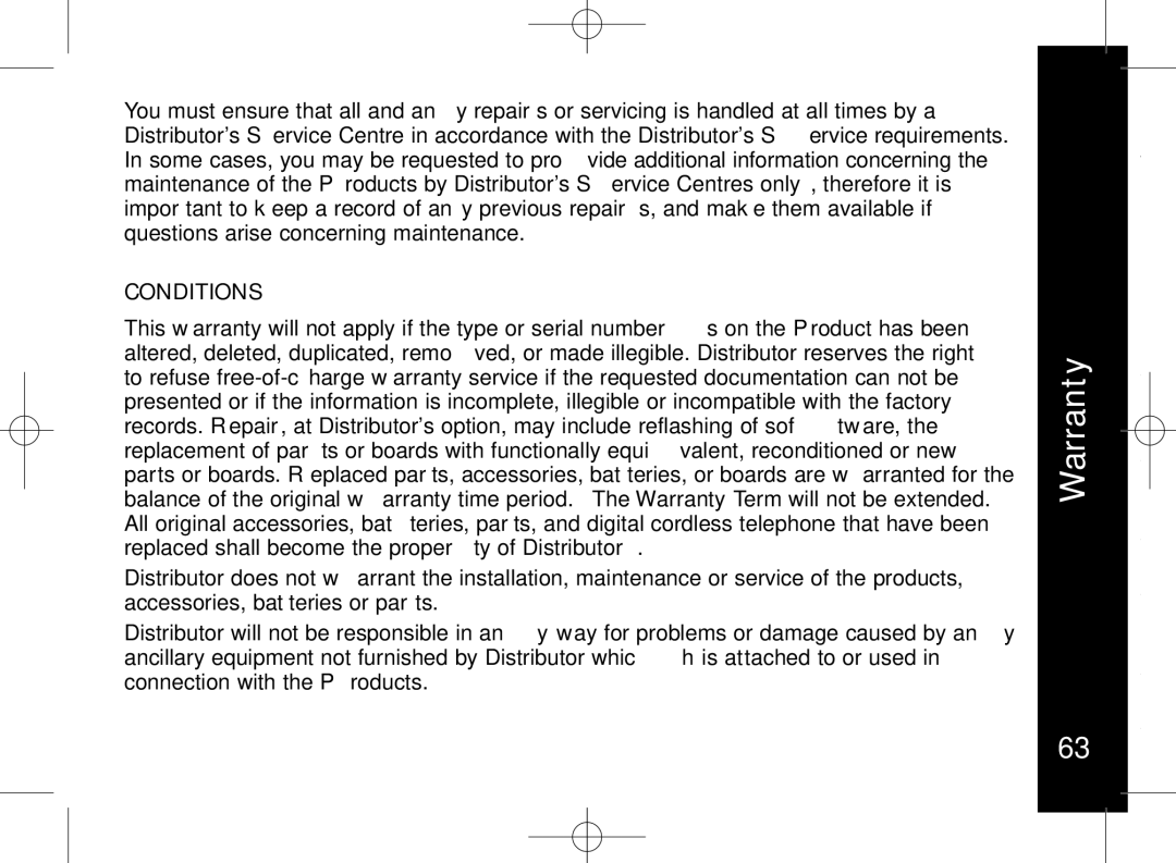 Motorola ME7158 manual Conditions 