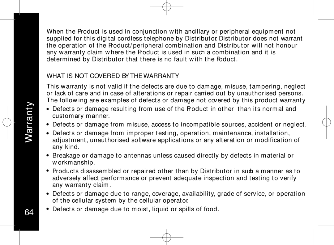 Motorola ME7158 manual What is not Covered by the Warranty 