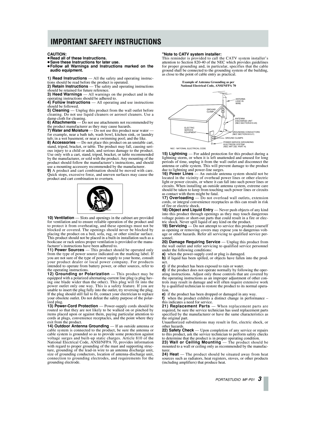 Motorola MF-P01 owner manual Important Safety Instructions 