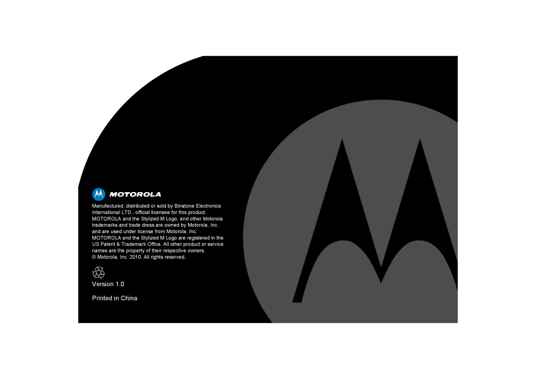 Motorola MF800 manual Version 