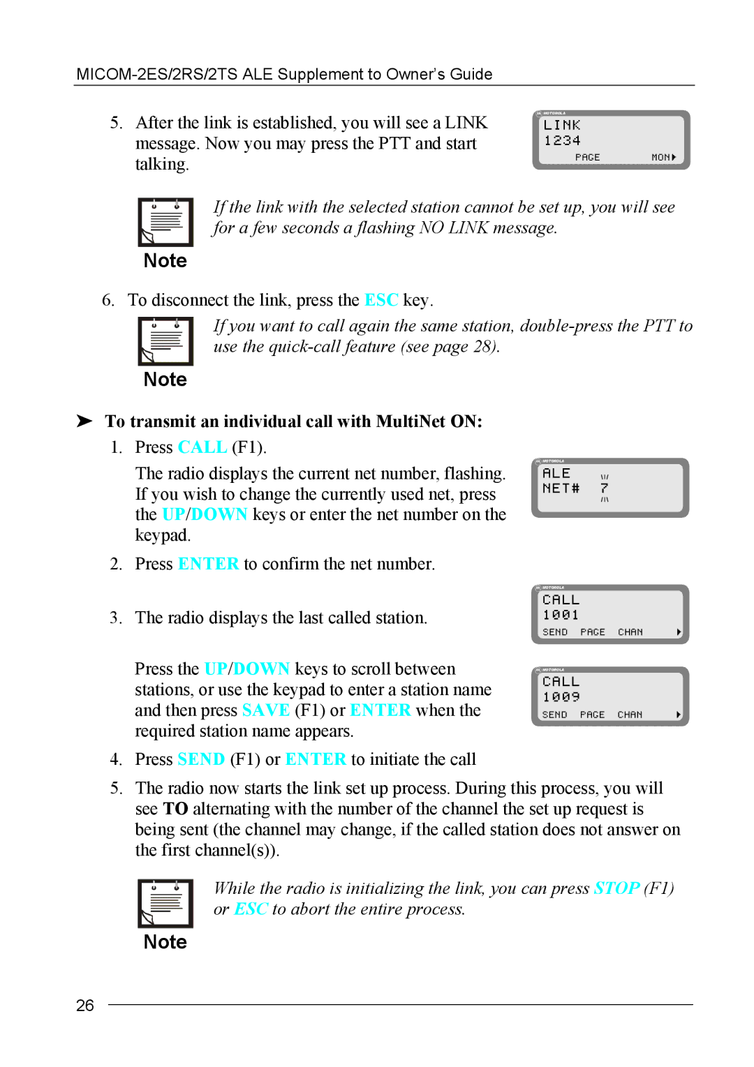 Motorola MICOM-2ES/2RS/2TS ALE manual To transmit an individual call with MultiNet on 