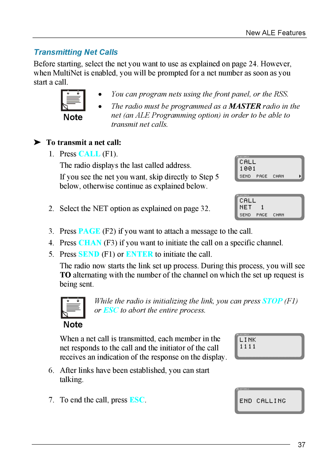 Motorola MICOM-2ES/2RS/2TS ALE manual Transmitting Net Calls, To transmit a net call, Call NET 