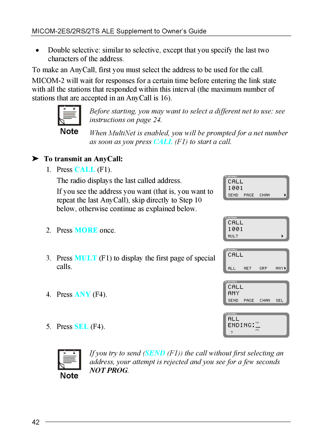 Motorola MICOM-2ES/2RS/2TS ALE manual To transmit an AnyCall, Call ANY, ALL Ending 