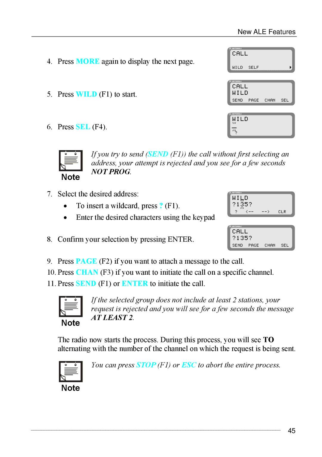 Motorola MICOM-2ES/2RS/2TS ALE manual Call Wild, AT Least 