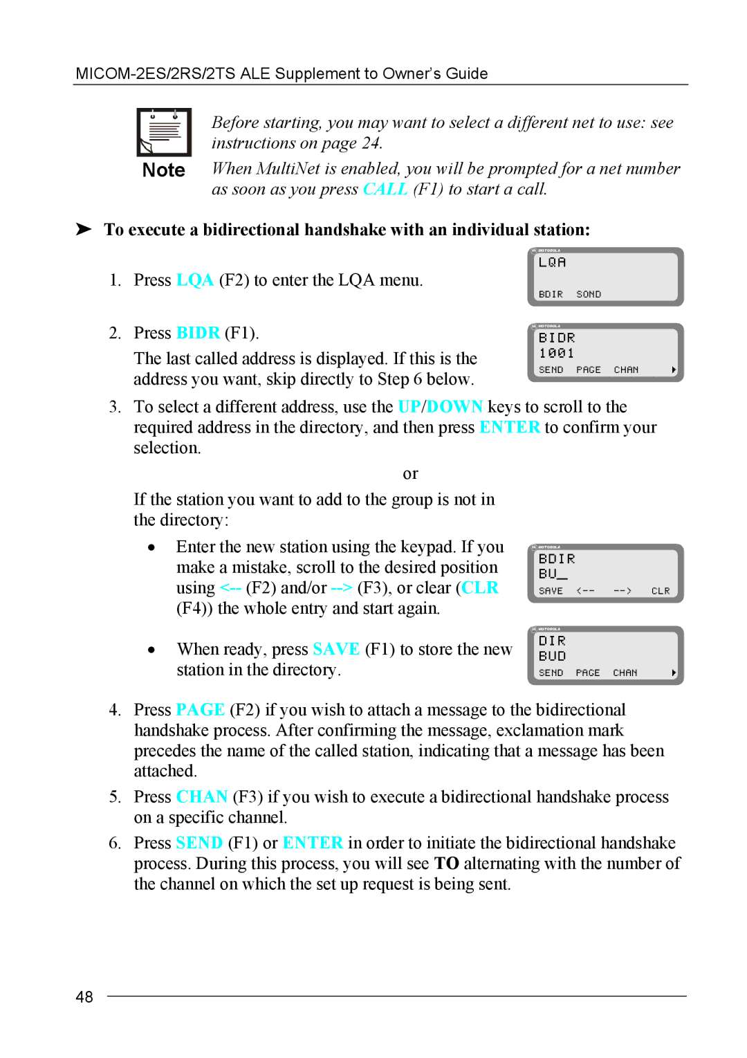 Motorola MICOM-2ES/2RS/2TS ALE manual Lqa, Bdir 