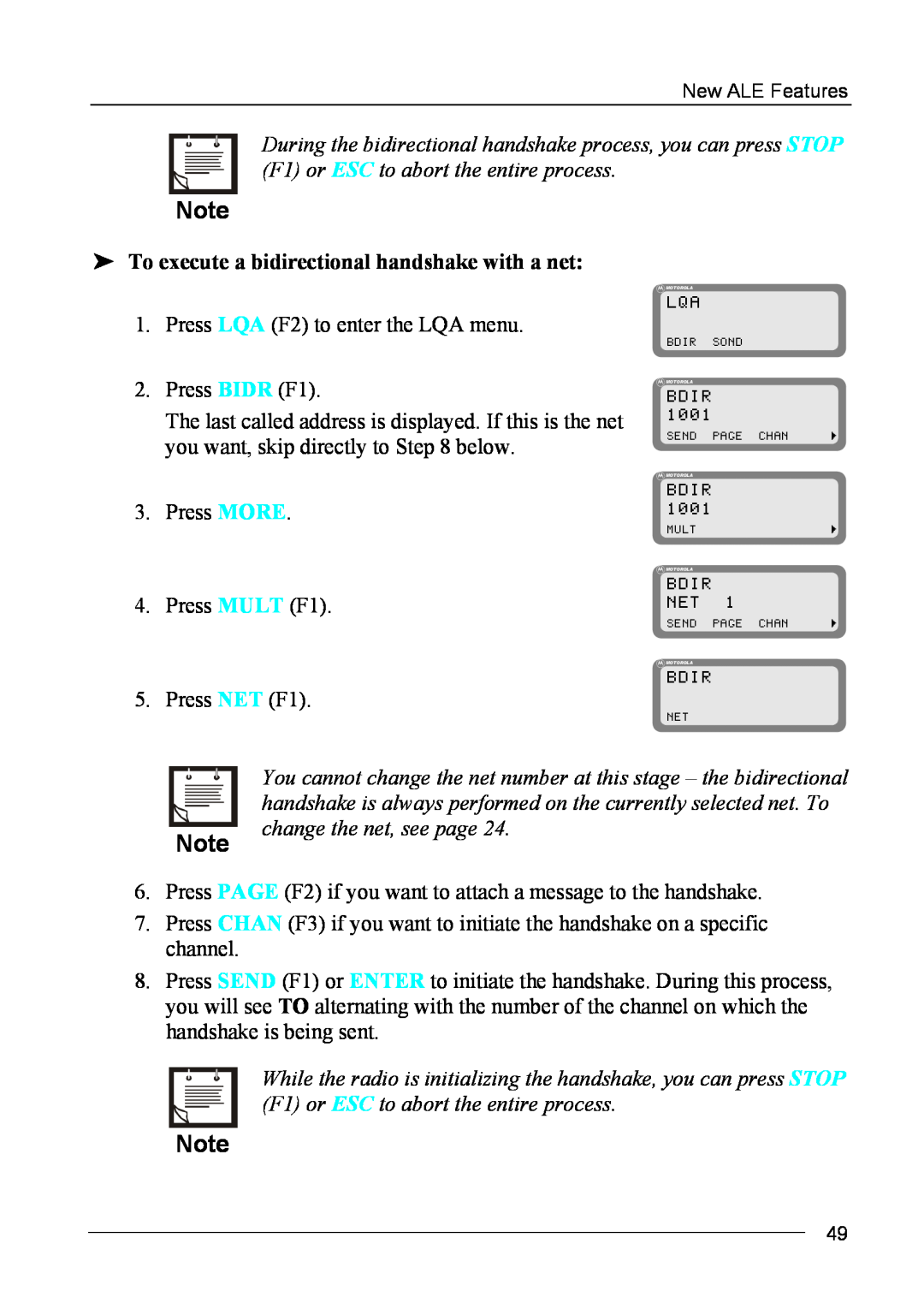 Motorola MICOM-2ES/2RS/2TS ALE manual To execute a bidirectional handshake with a net 