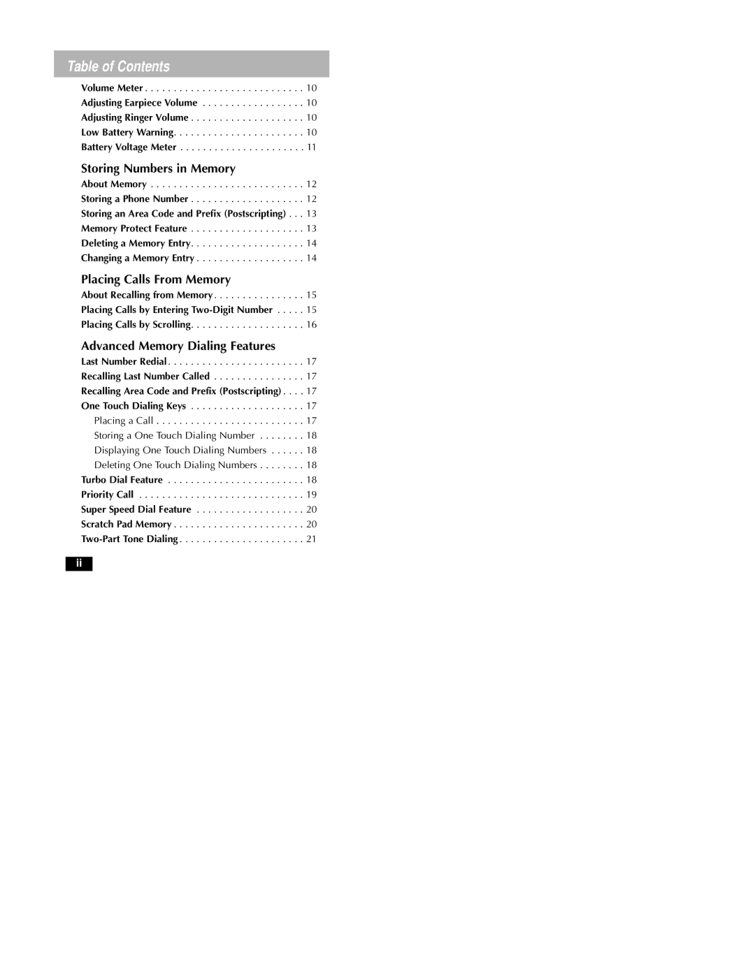 Motorola MicroTAC owner manual Storing Numbers in Memory, Placing Calls From Memory, Advanced Memory Dialing Features 