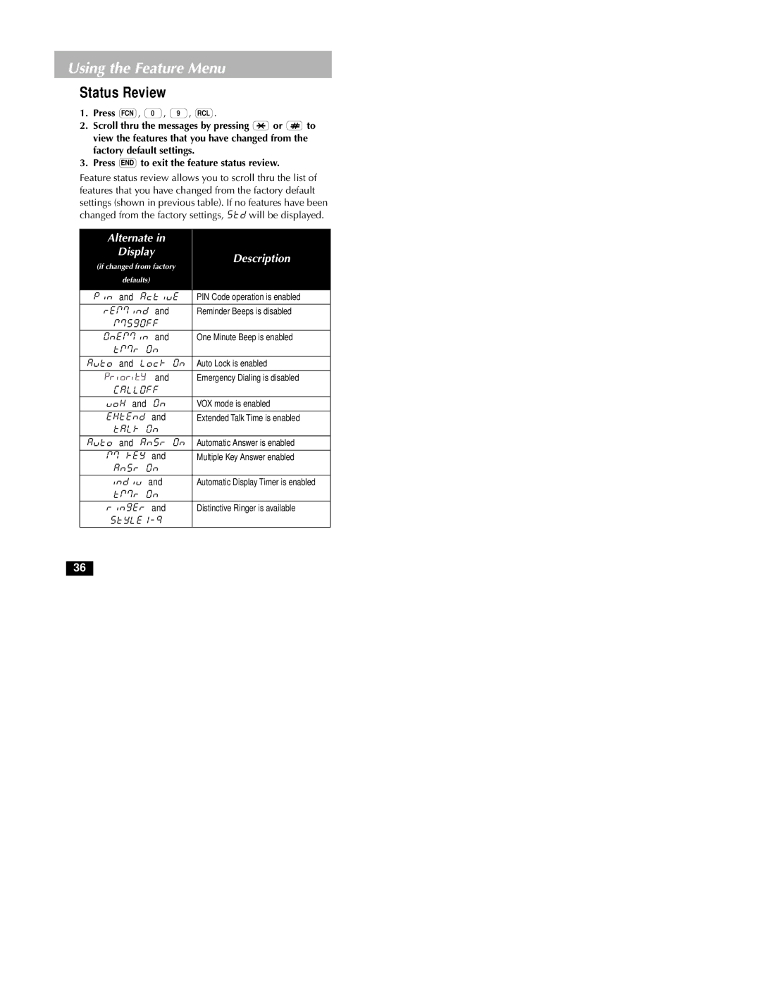 Motorola MicroTAC owner manual Status Review, Calloff 