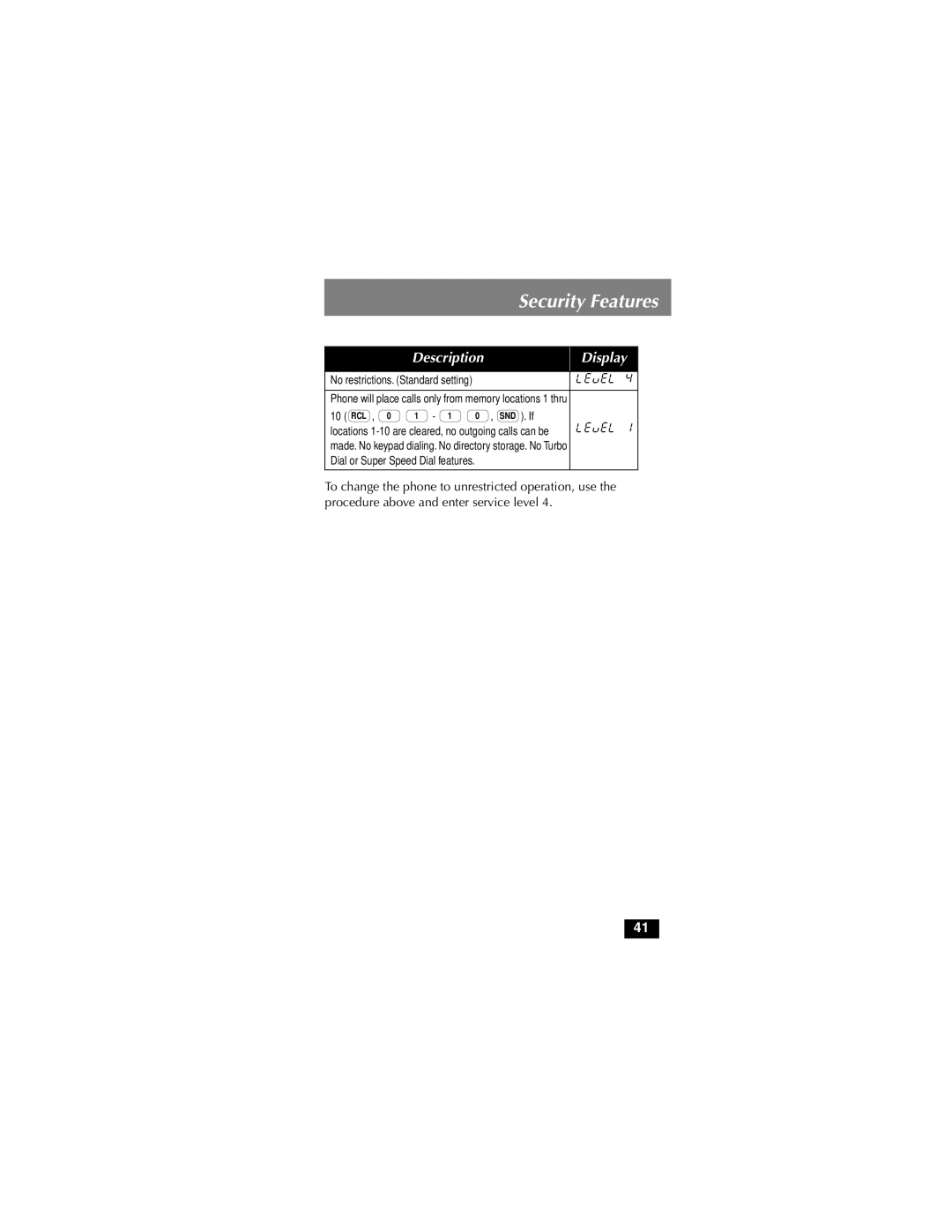 Motorola MicroTAC owner manual Security Features 