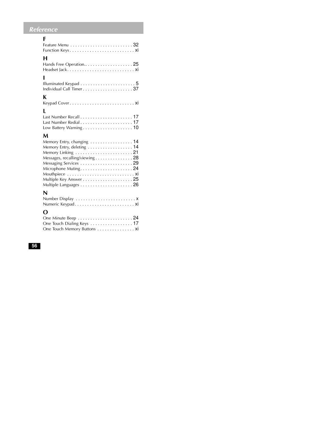 Motorola MicroTAC owner manual Reference 