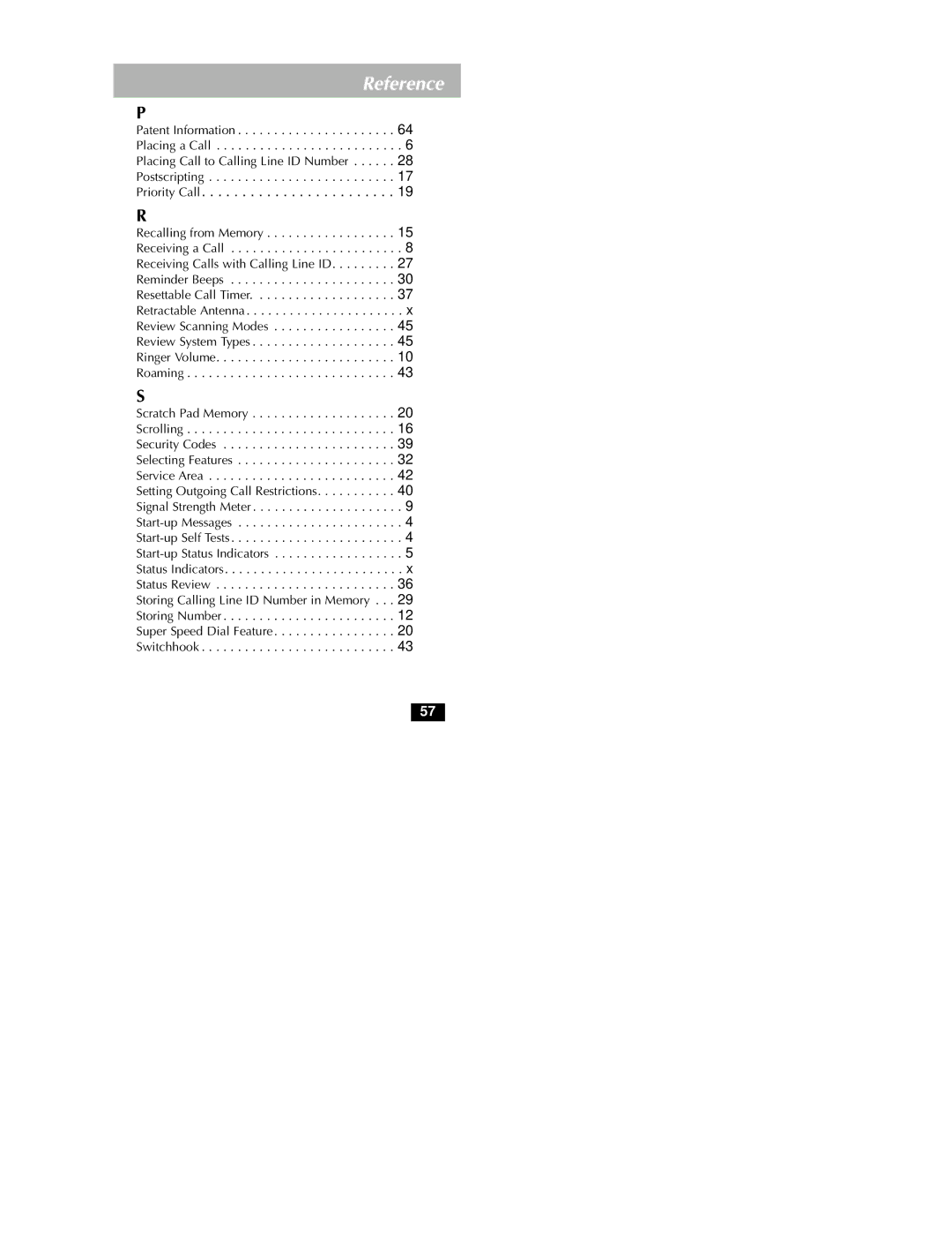 Motorola MicroTAC owner manual Reference 