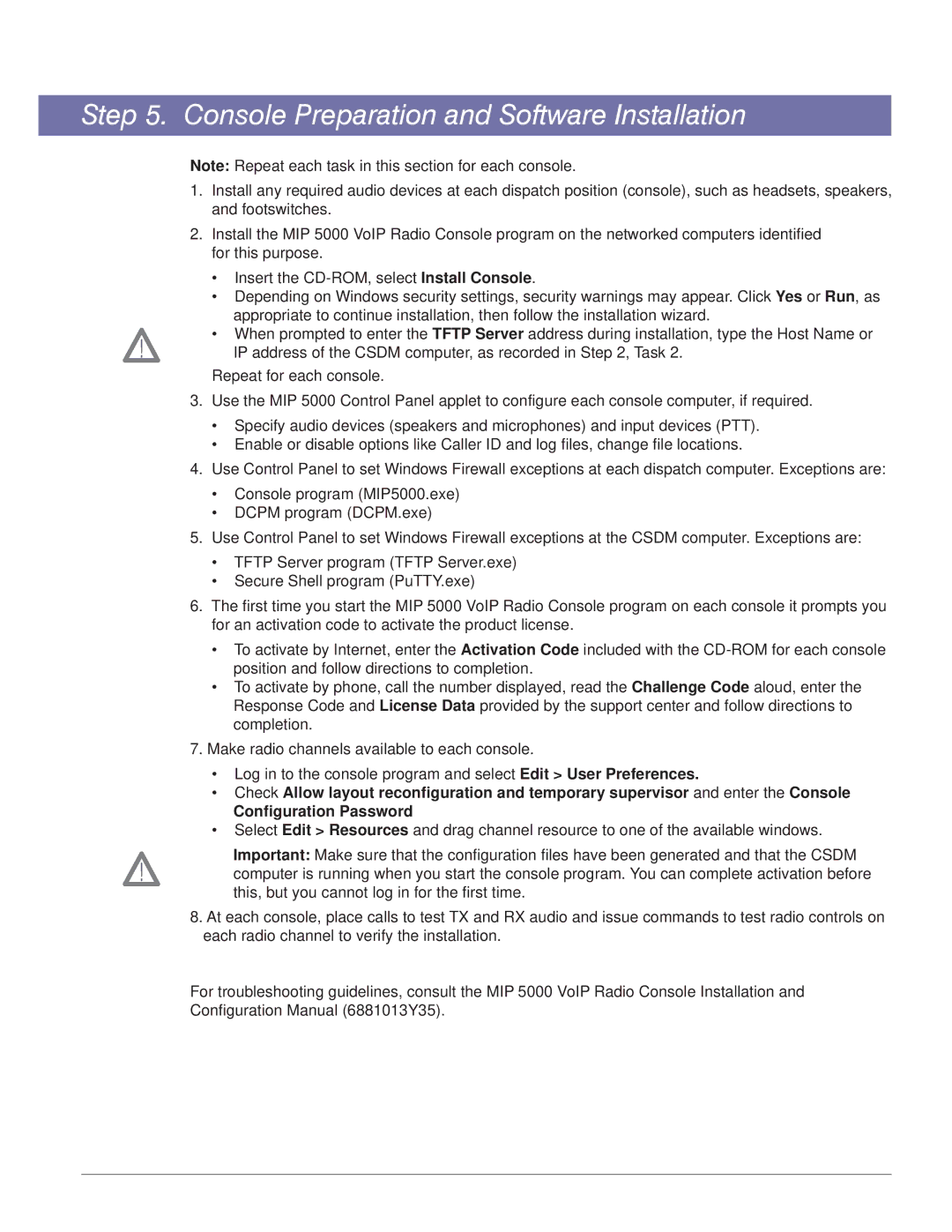 Motorola MIP 5000 installation and configuration manual Console Preparation and Software Installation 