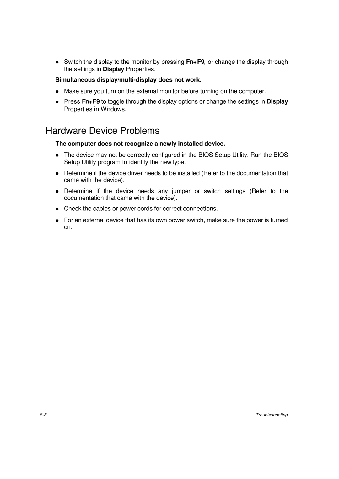 Motorola ML910 owner manual Hardware Device Problems, Simultaneous display/multi-display does not work 