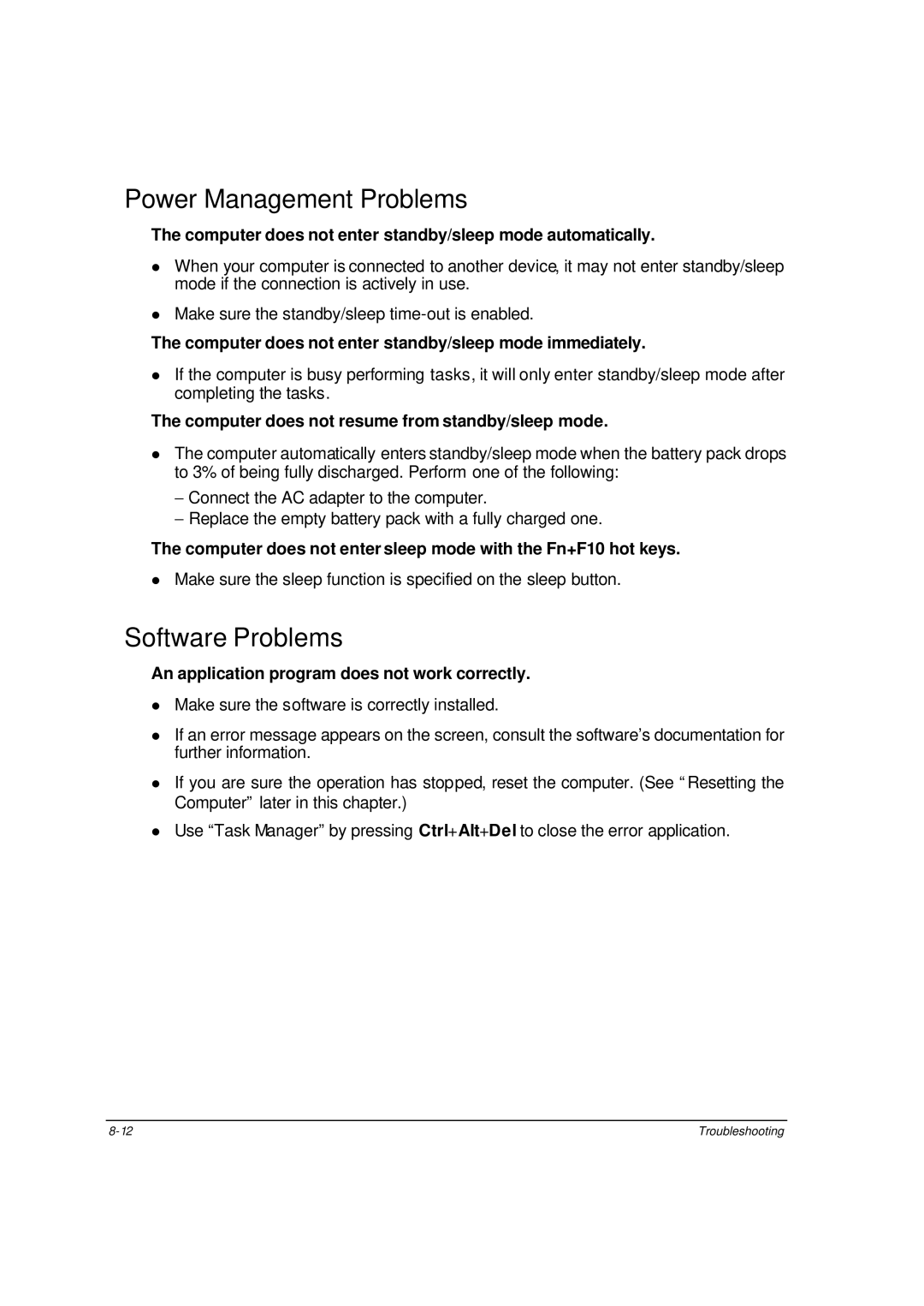 Motorola ML910 owner manual Power Management Problems, Software Problems 