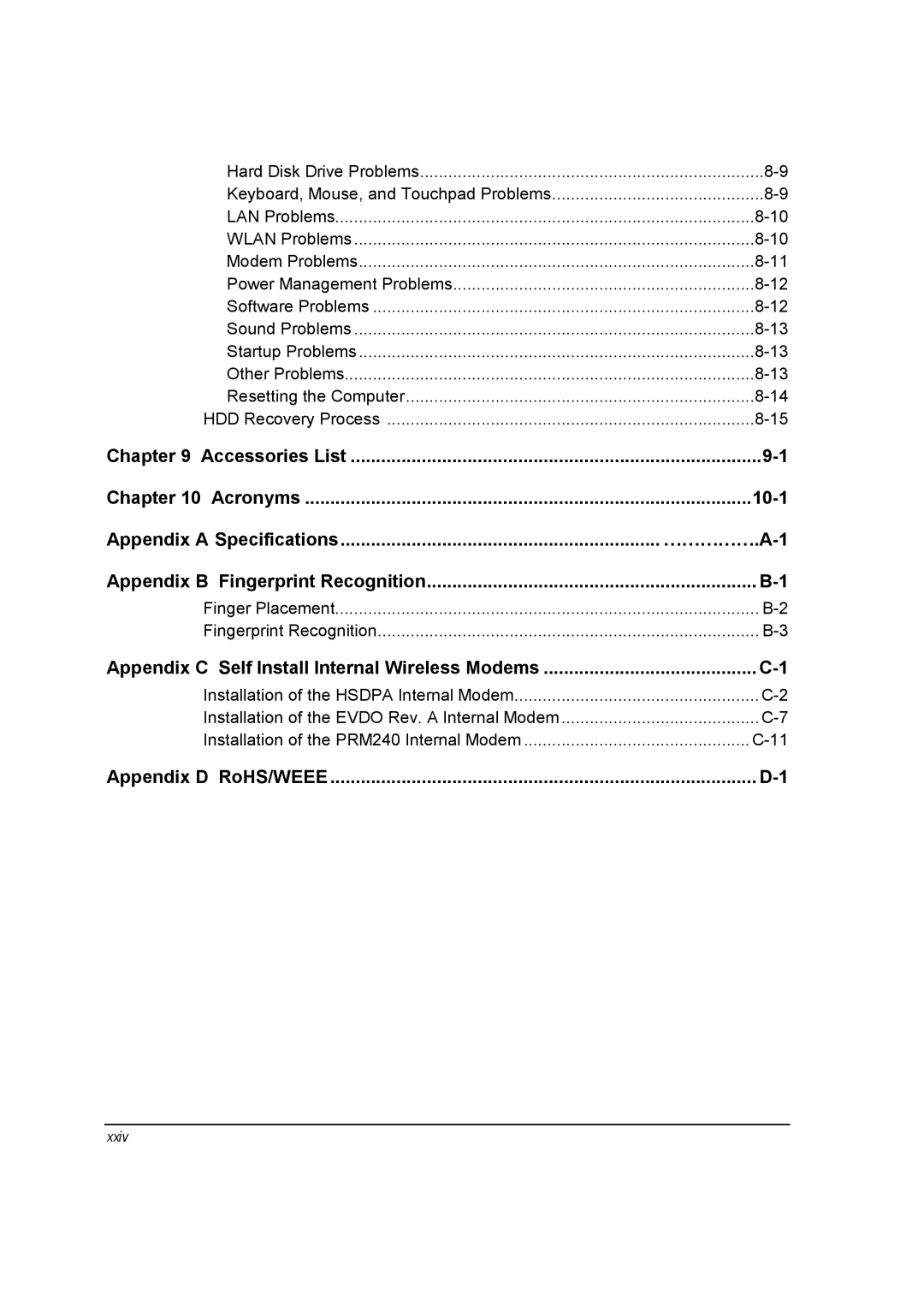 Motorola ML910 owner manual Appendix a Specifications, …………….A-1 