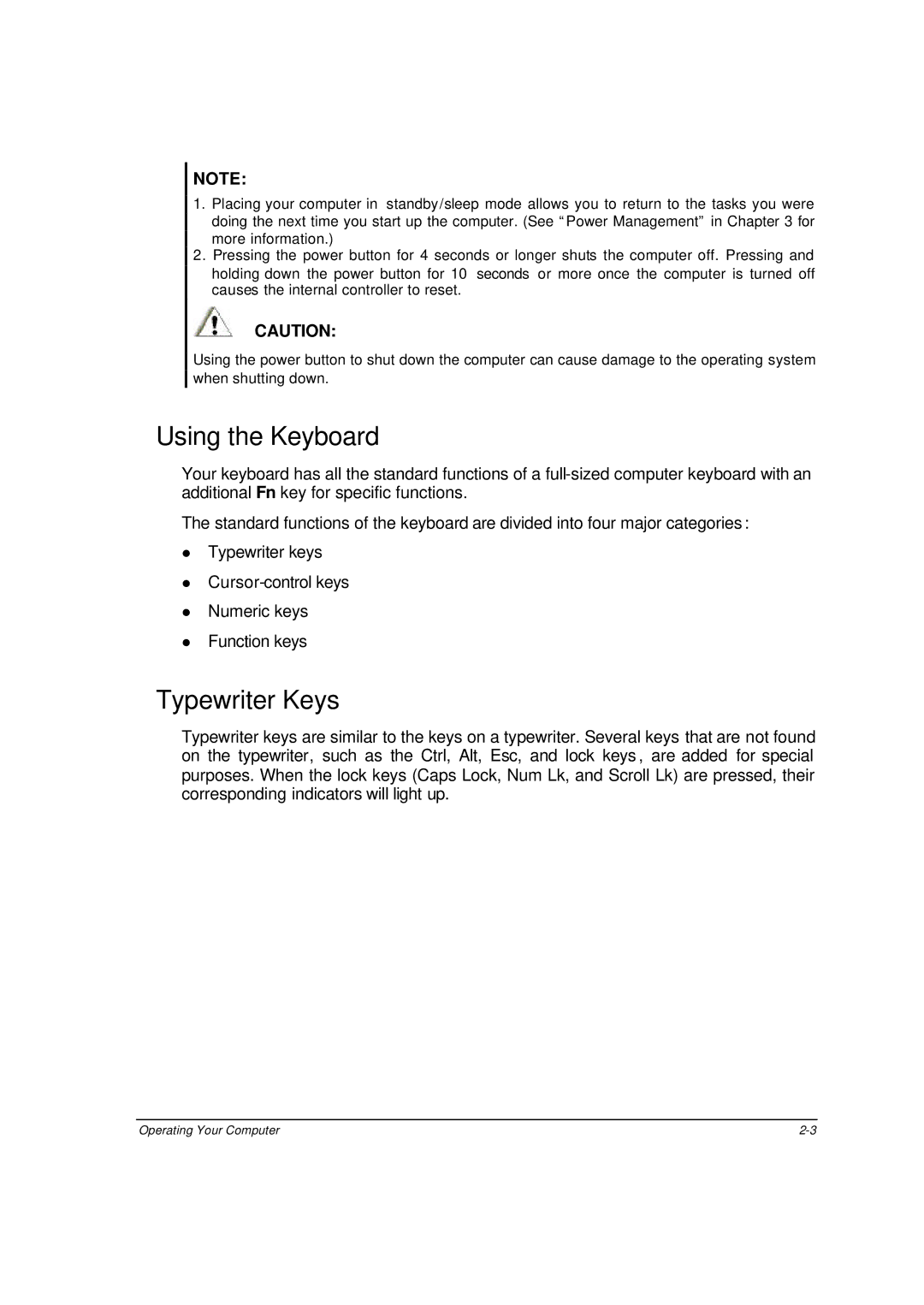 Motorola ML910 owner manual Using the Keyboard, Typewriter Keys 