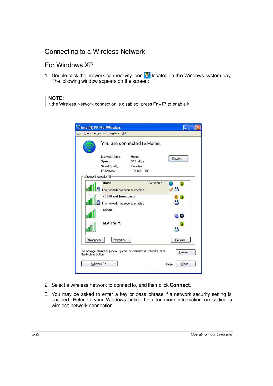 Motorola ML910 owner manual Connecting to a Wireless Network For Windows XP 