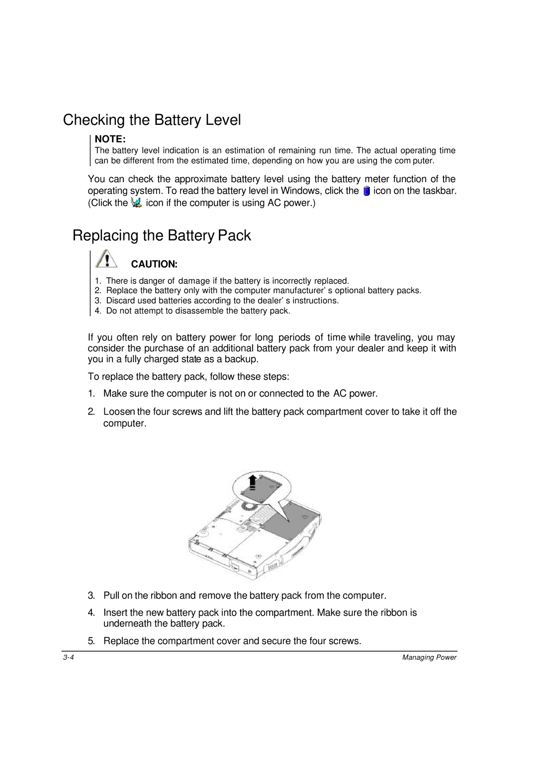 Motorola ML910 owner manual Checking the Battery Level, Replacing the Battery Pack 