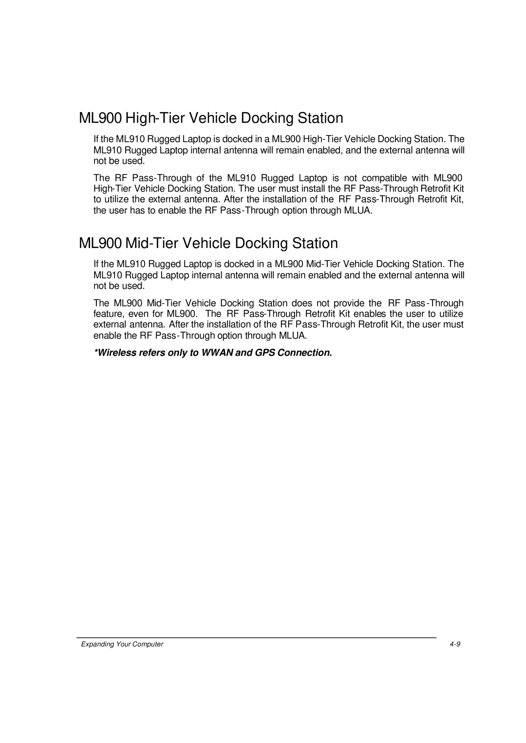 Motorola ML910 owner manual ML900 High-Tier Vehicle Docking Station, ML900 Mid-Tier Vehicle Docking Station 